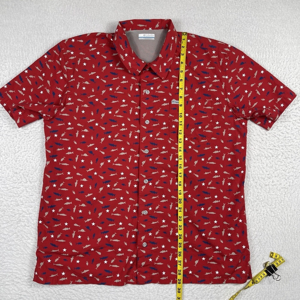 Columbia Shirt Mens Large Patriotic Angler PFG Vented Vacation Traveler Fishing - Picture 7 of 14